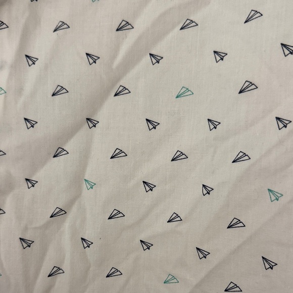 Men's White Paper Plane Short Sleeve Button Down Shirt - Picture 2 of 2